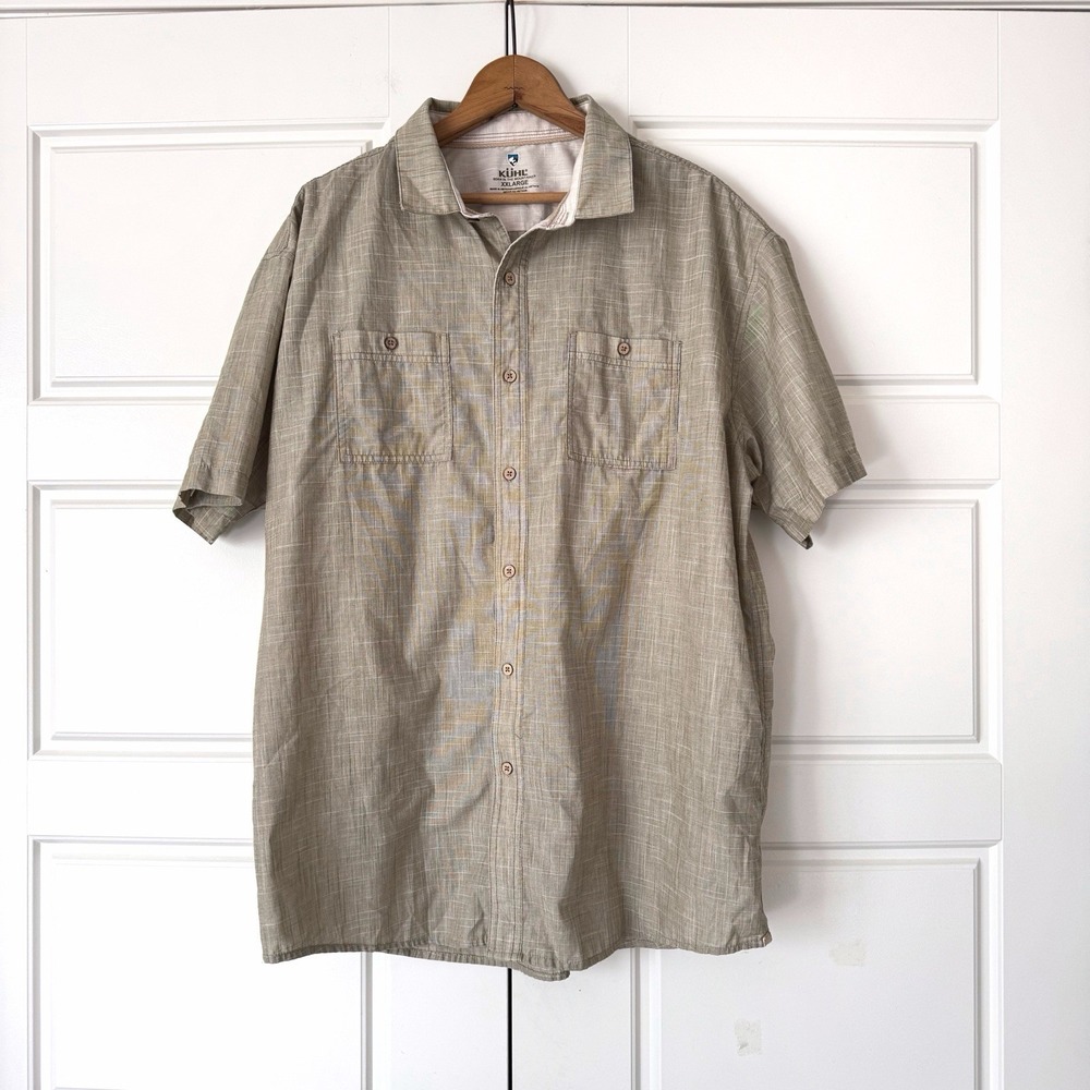 Kuhl Karib Short Sleeve Shirt Mens 2XL Green Performance Fishing Hiking Camping